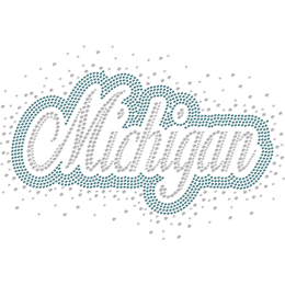 Bling Michigan Rhinestone Iron On Transfer